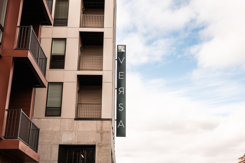 a building with a sign on it
